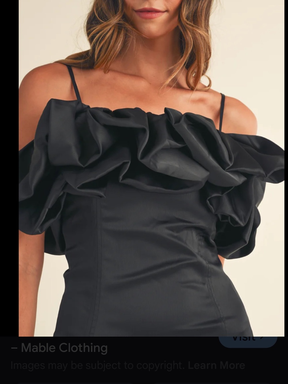 Black Ruffle Off-Shoulder Mini Dress - Picture 2 of 7